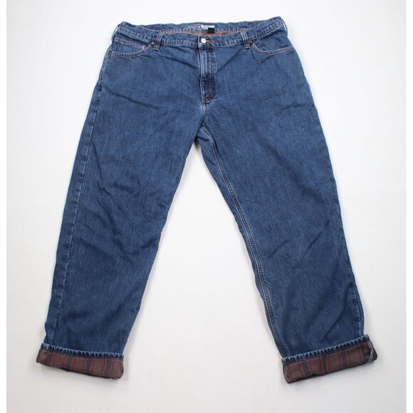 Vintage Carhartt Mens 42x32 Faded Flannel Lined Relaxed Fit Denim Jeans Blue